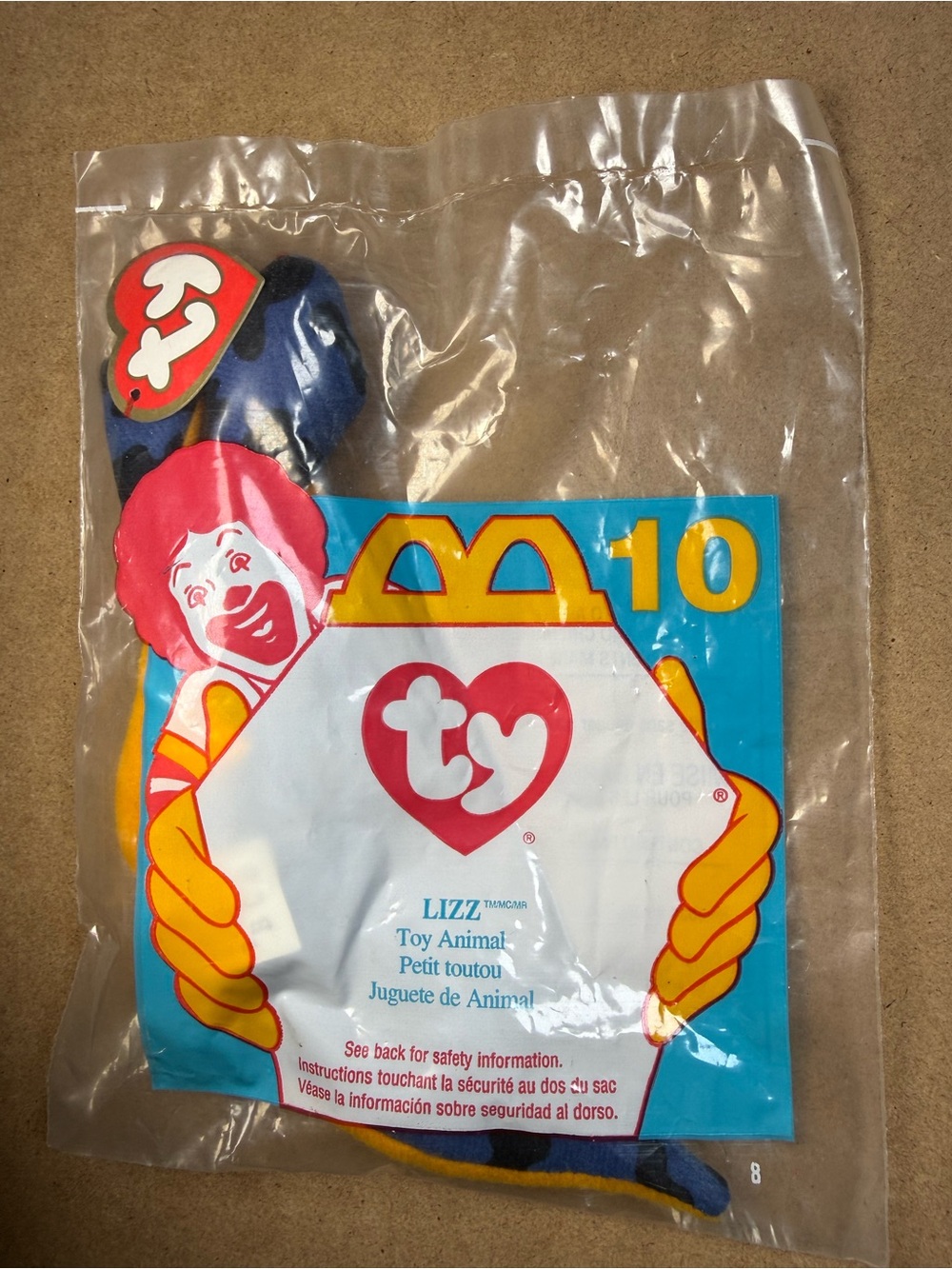 Vintage Mcdonalds #10 Ty Teenie Beanie Baby Lizz the Lizard 1996 Happy Meal Toy